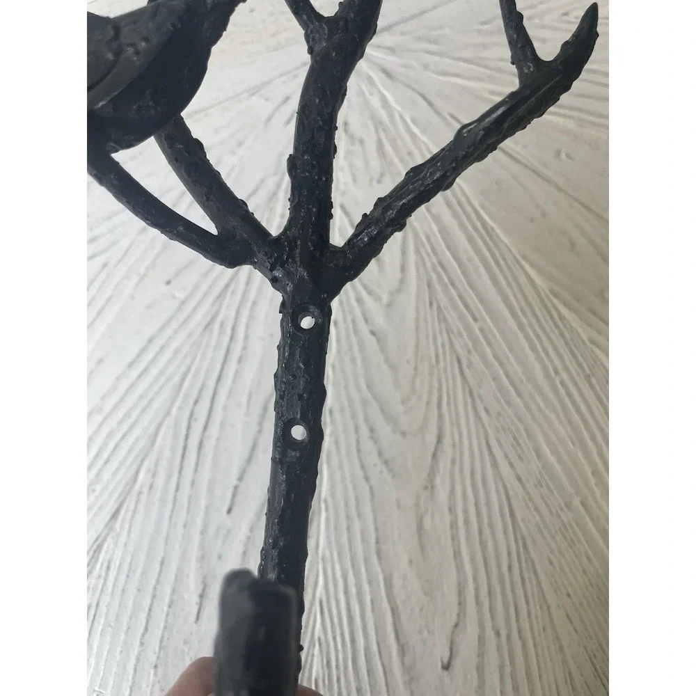 Cast Iron Wall Hook Rustic Bird on Tree Branch 10